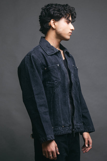 Charcoal Cropped Denim Jacket