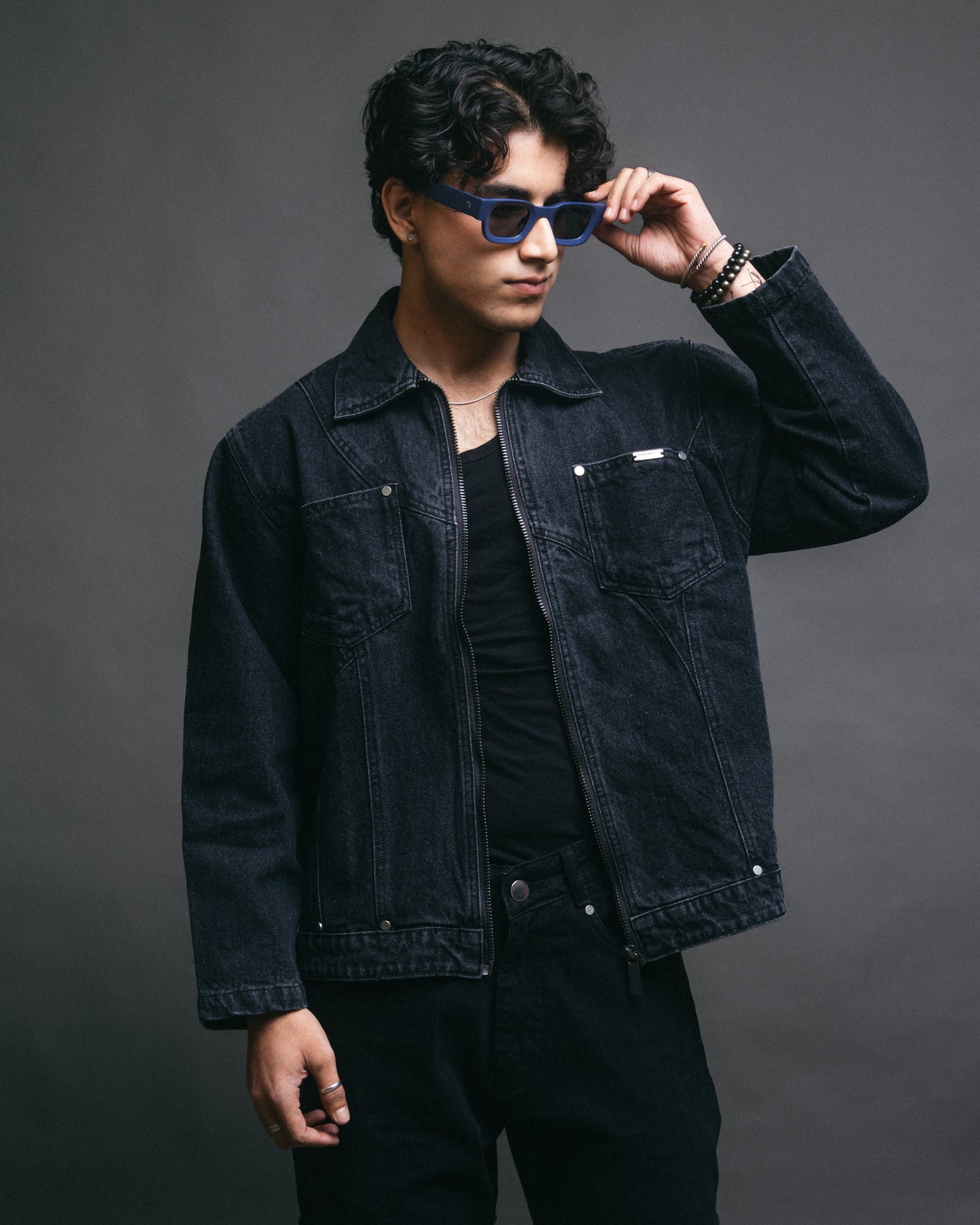 Charcoal Cropped Denim Jacket