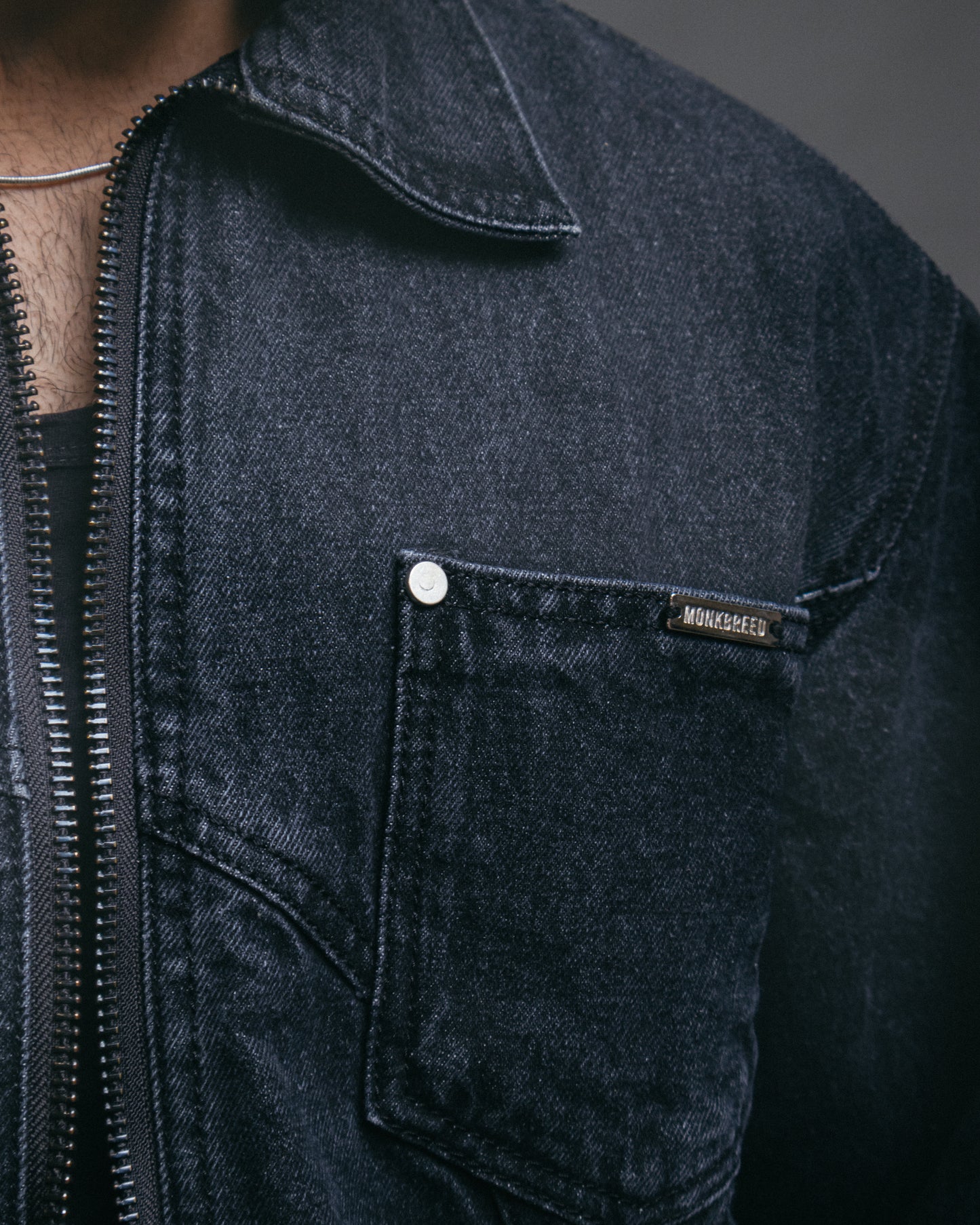 Charcoal Cropped Denim Jacket